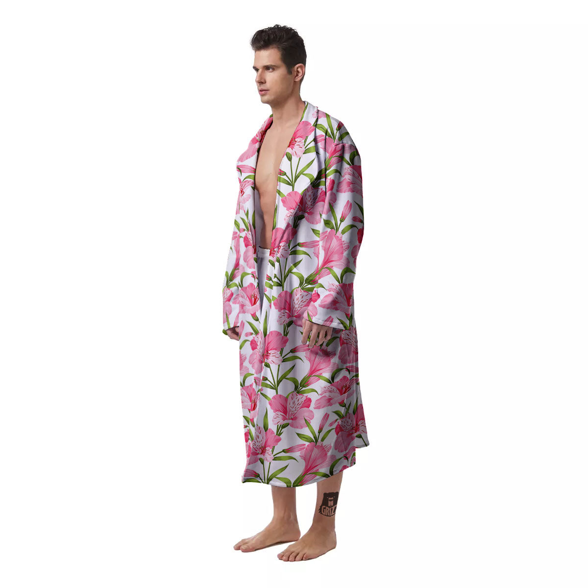 Alstroemeria Flowers Print Men's Robe-grizzshop