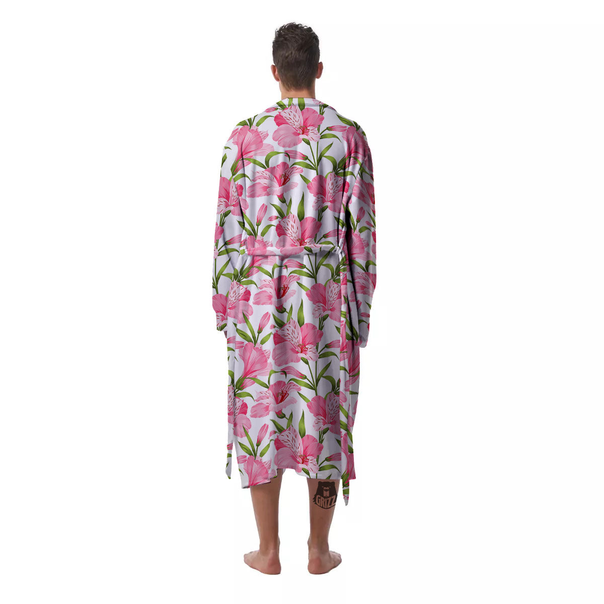 Alstroemeria Flowers Print Men's Robe-grizzshop