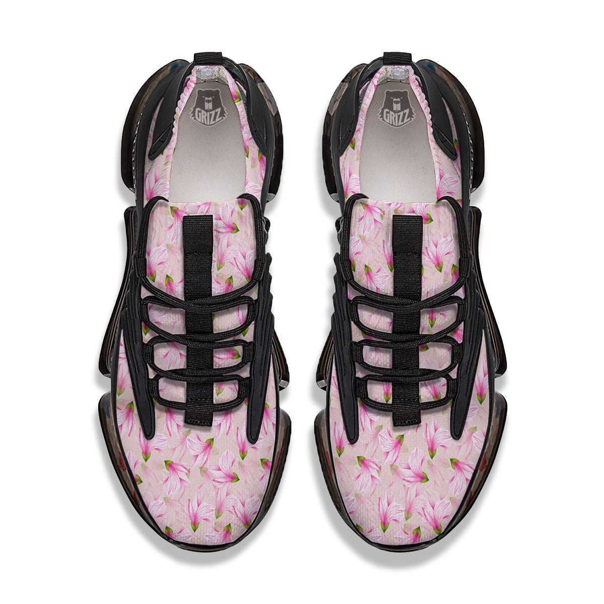 Alstroemeria Pink Print Pattern Black Gym Shoes-grizzshop