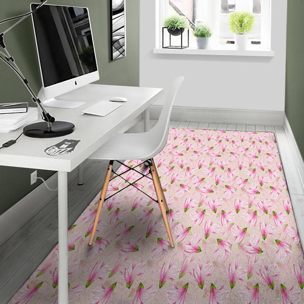 Alstroemeria Pink Print Pattern Floor Mat-grizzshop
