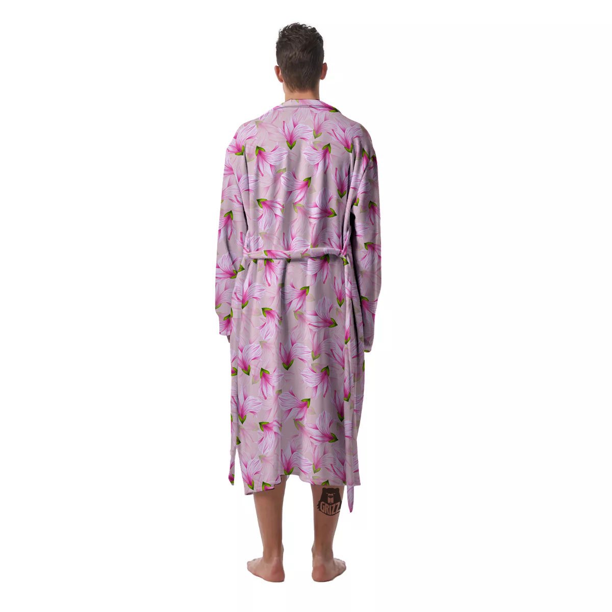 Alstroemeria Pink Print Pattern Men's Robe-grizzshop