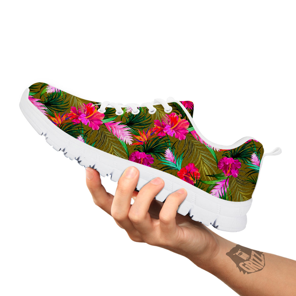 Alstroemeria Purple Pattern White Sneaker-grizzshop