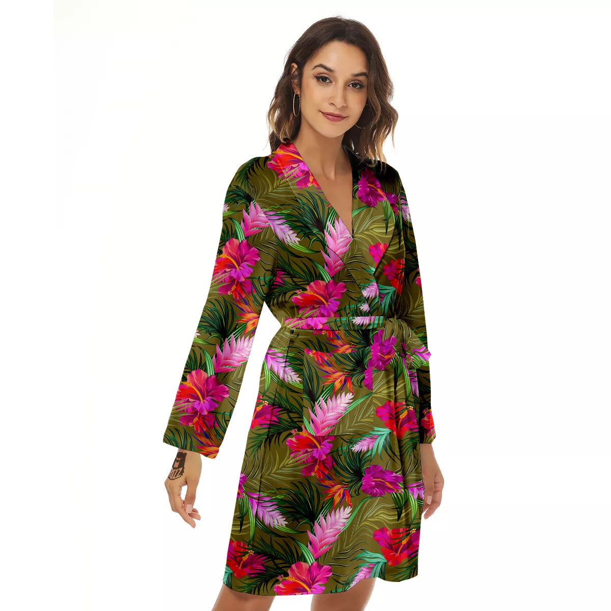 Alstroemeria Purple Pattern Women's Robe-grizzshop