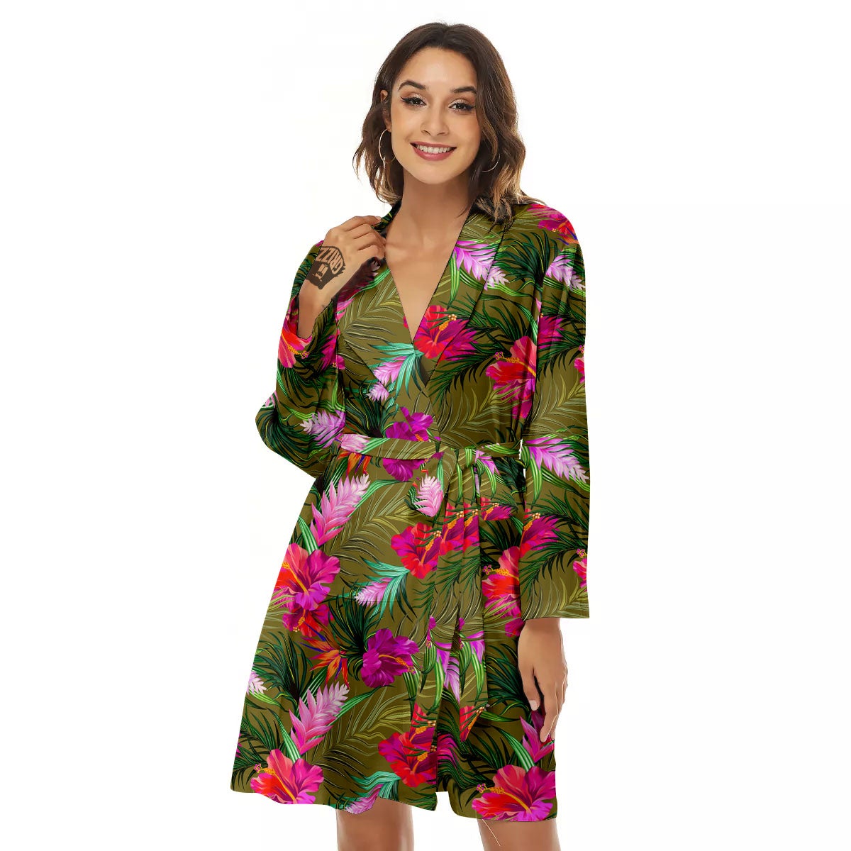 Alstroemeria Purple Pattern Women's Robe-grizzshop