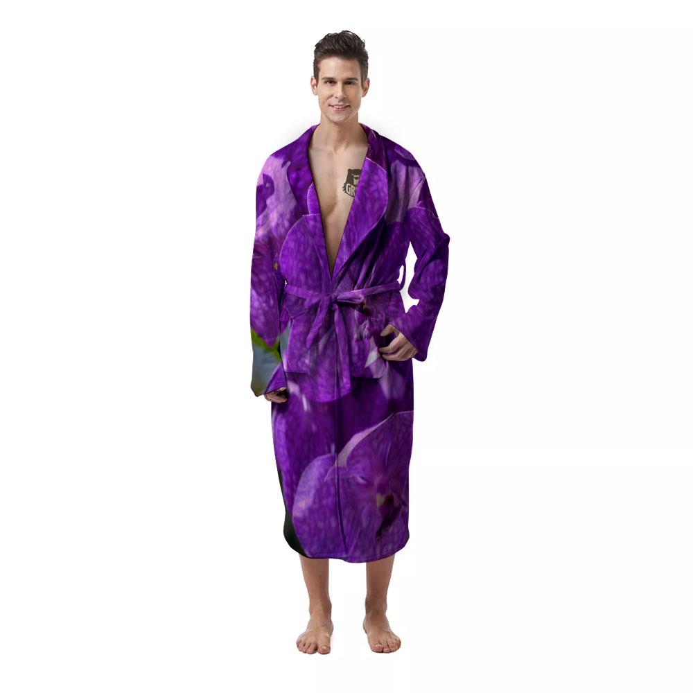 Alstroemeria Purple Print Men's Robe-grizzshop