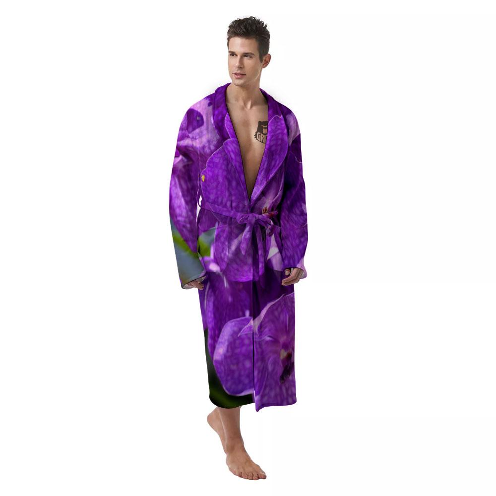 Alstroemeria Purple Print Men's Robe-grizzshop