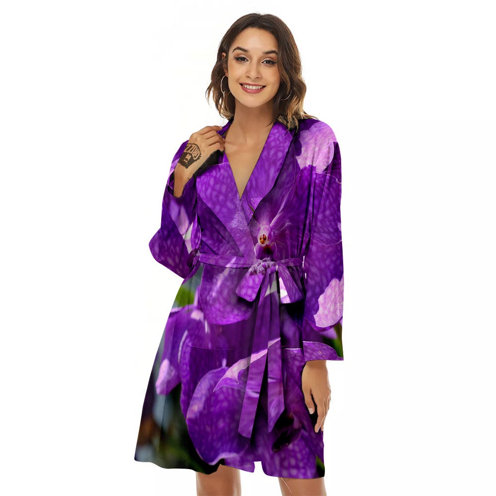 Alstroemeria Purple Print Women's Robe-grizzshop