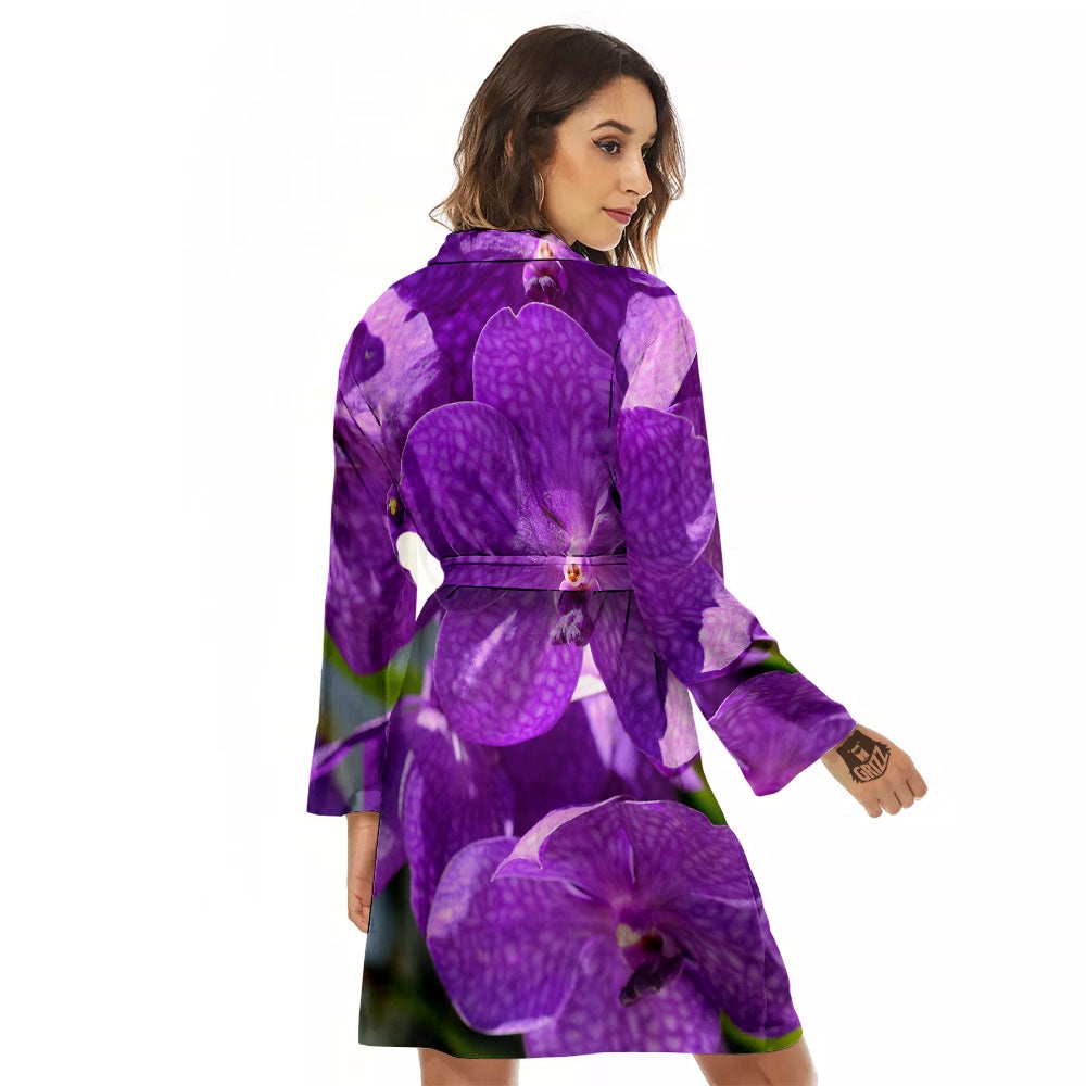Alstroemeria Purple Print Women's Robe-grizzshop