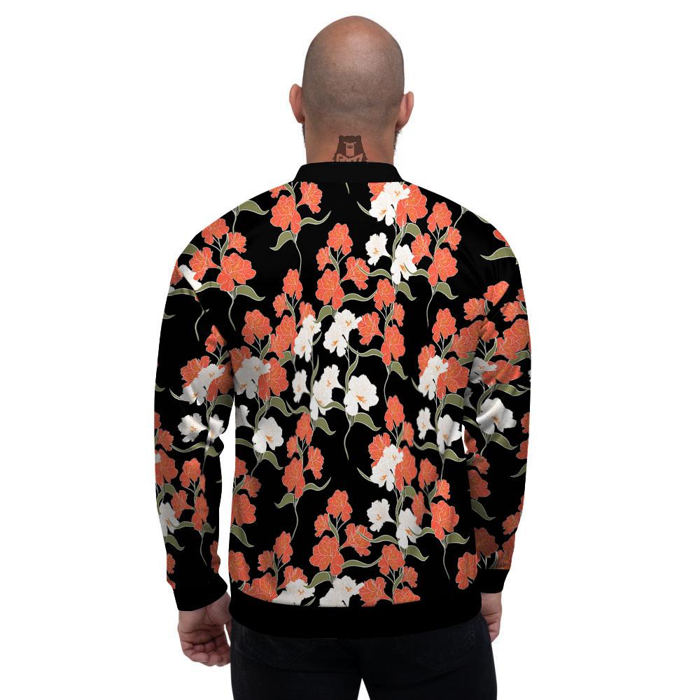 Alstroemeria Red Print Pattern Men's Bomber Jacket-grizzshop