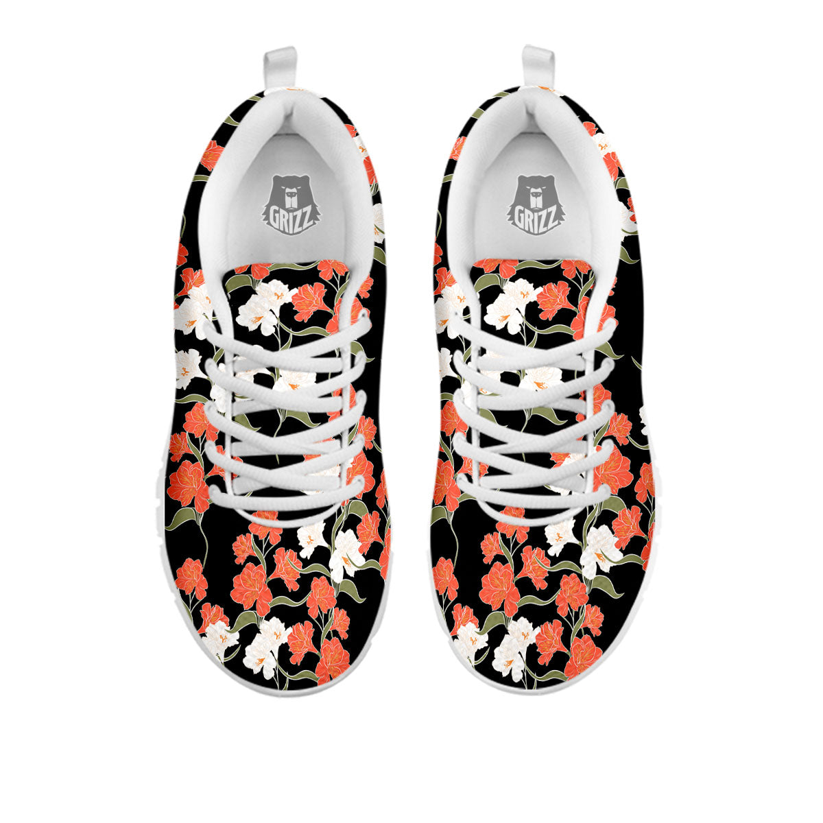 Alstroemeria Red Print Pattern White Sneaker-grizzshop