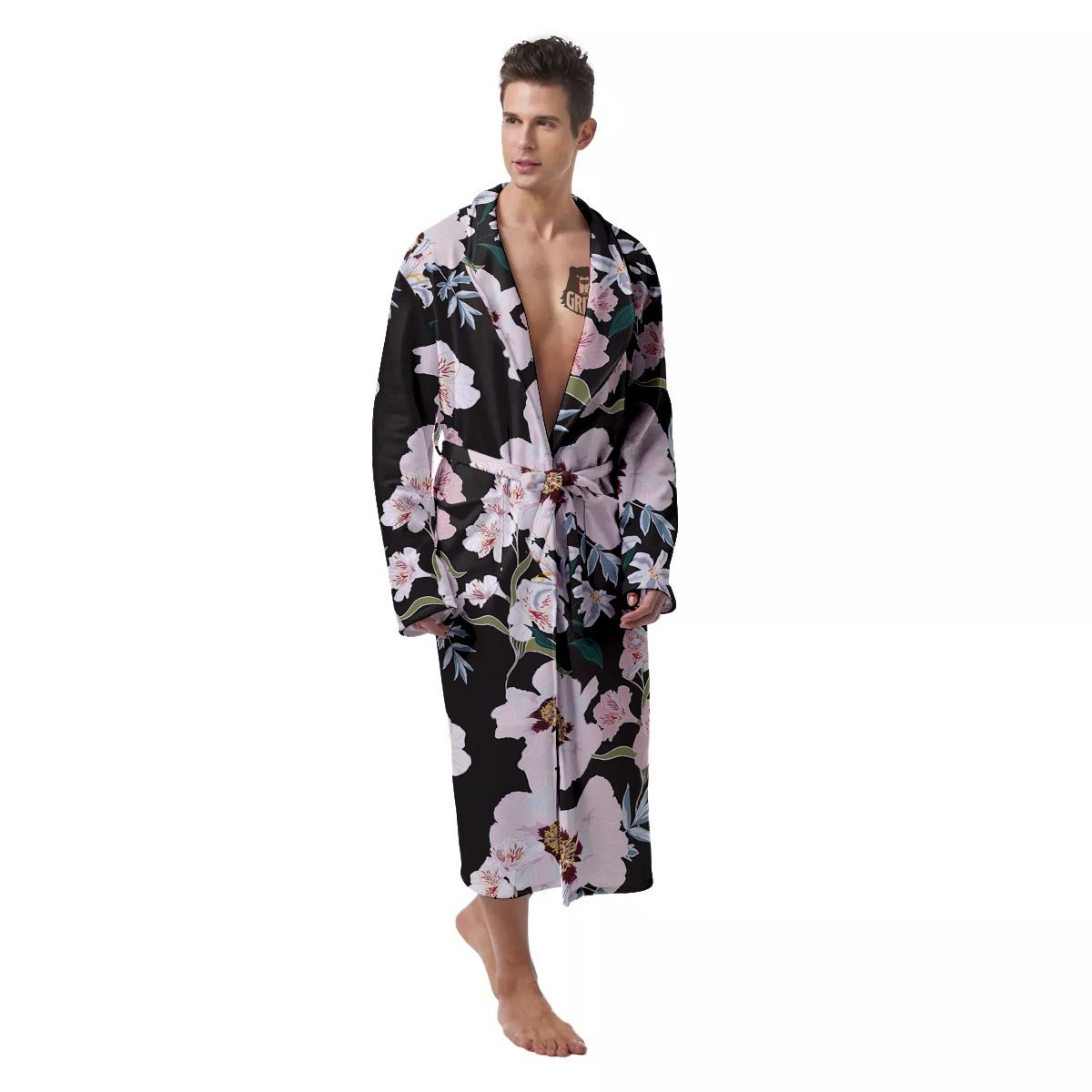 Alstroemeria Tropical Print Pattern Men's Robe-grizzshop