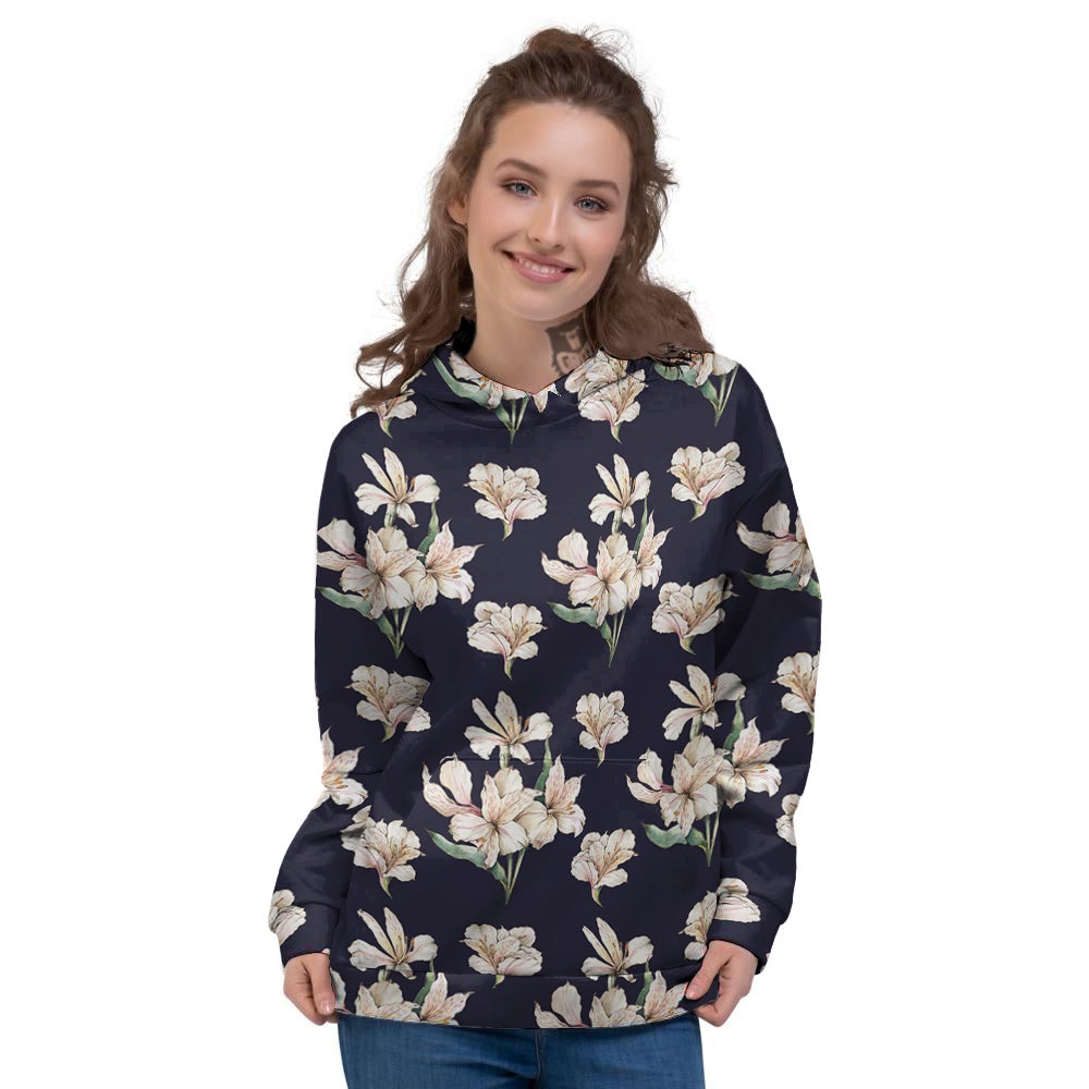 Alstroemeria Watercolor Print Pattern Women's Hoodie-grizzshop