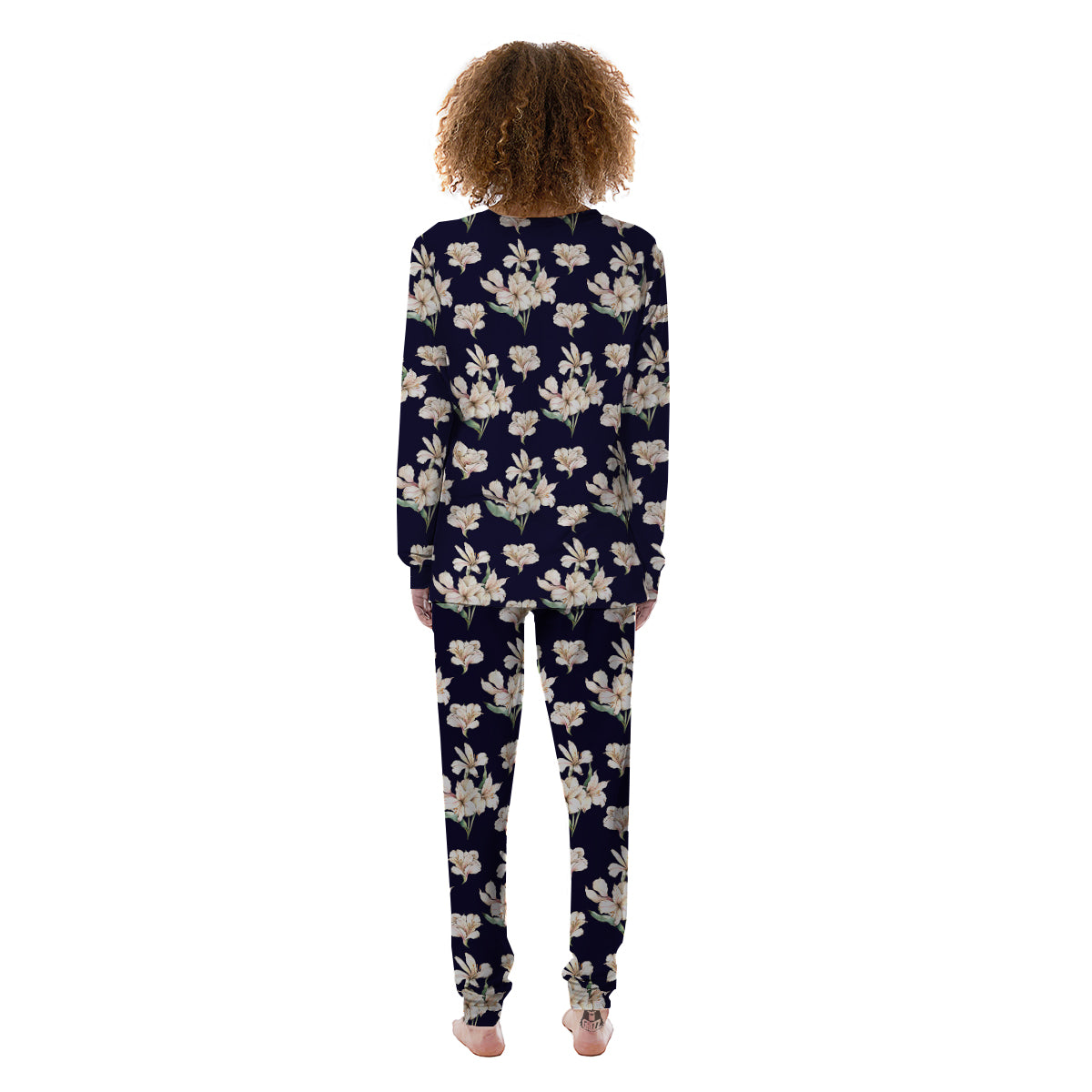Alstroemeria Watercolor Print Pattern Women's Pajamas-grizzshop