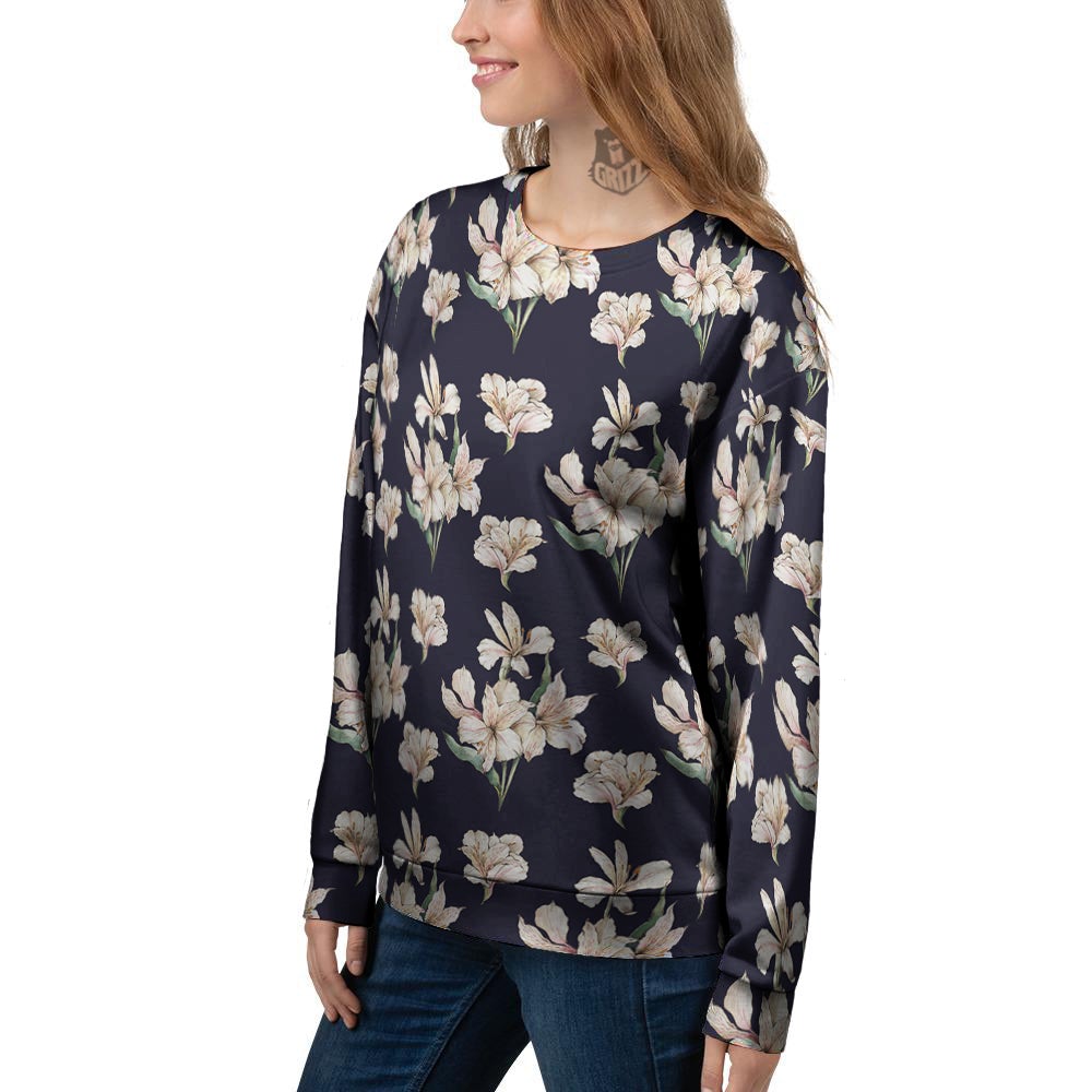 Alstroemeria Watercolor Print Pattern Women's Sweatshirt-grizzshop