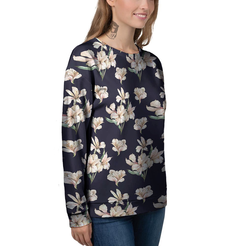 Alstroemeria Watercolor Print Pattern Women's Sweatshirt-grizzshop