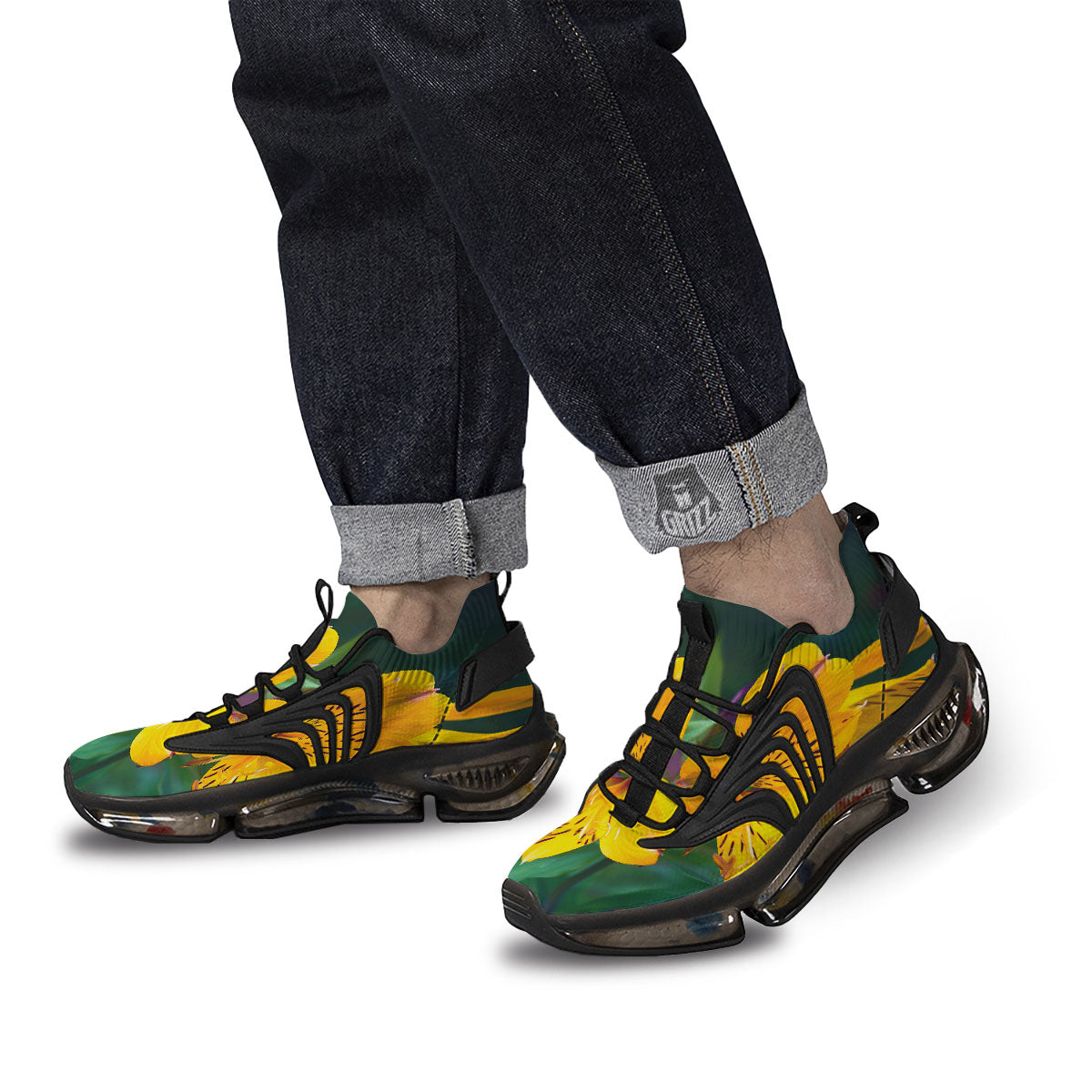 Alstroemeria Yellow Print Black Gym Shoes-grizzshop