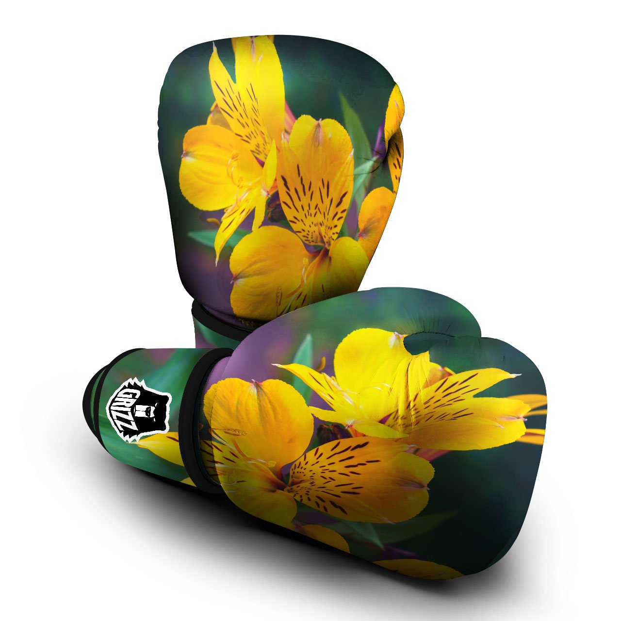Alstroemeria Yellow Print Boxing Gloves-grizzshop