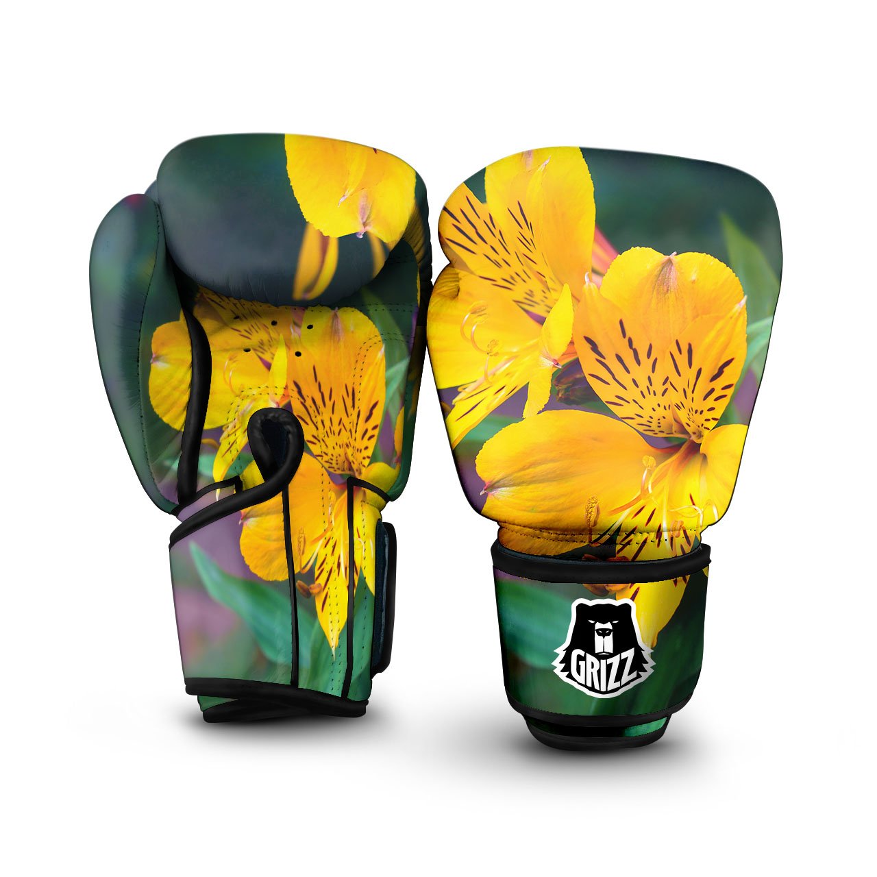Alstroemeria Yellow Print Boxing Gloves-grizzshop
