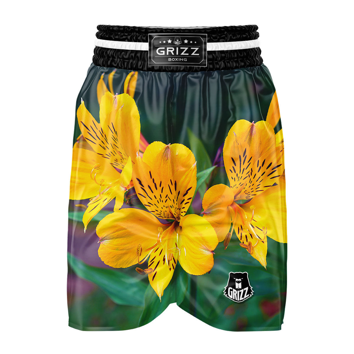 Alstroemeria Yellow Print Boxing Shorts-grizzshop
