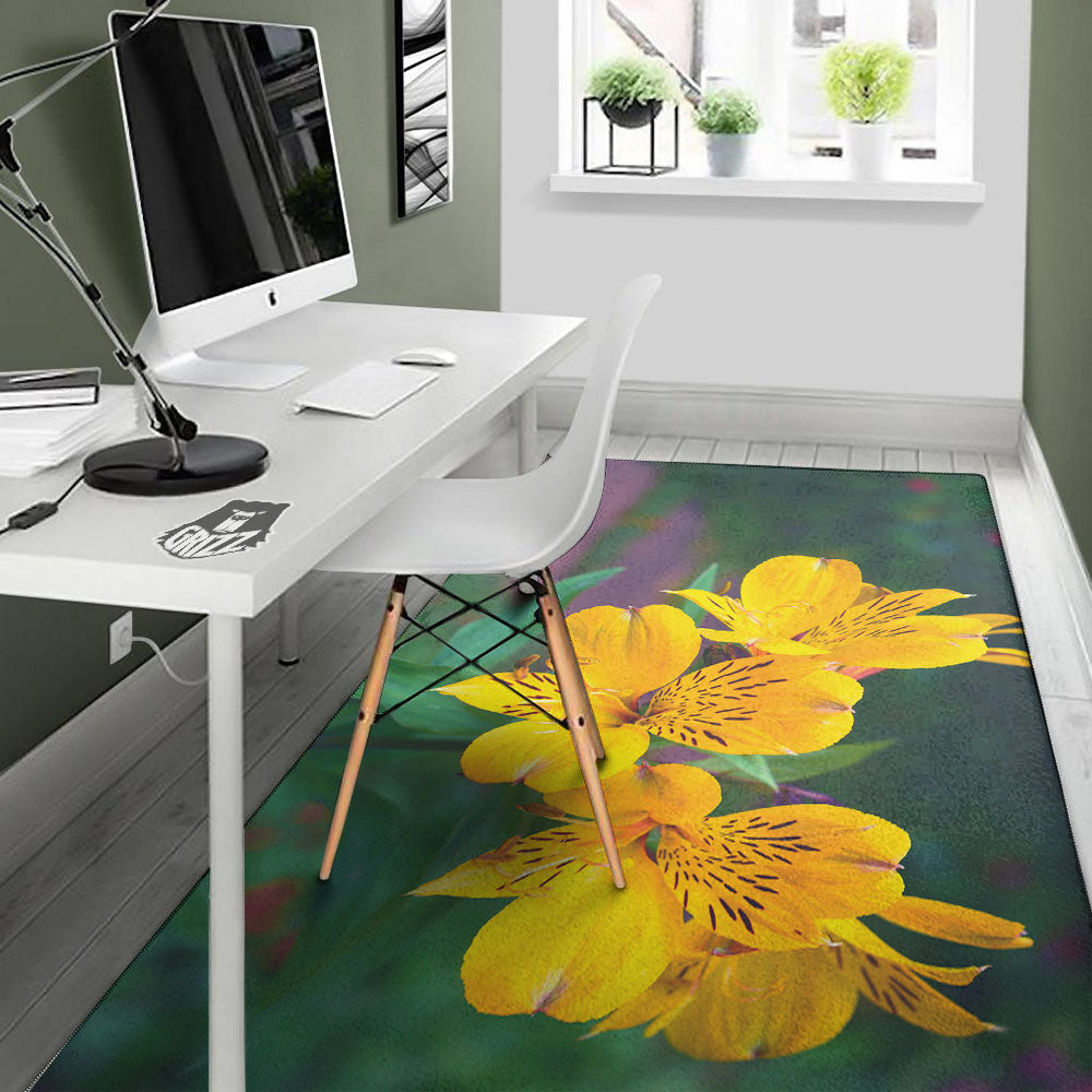 Alstroemeria Yellow Print Floor Mat-grizzshop