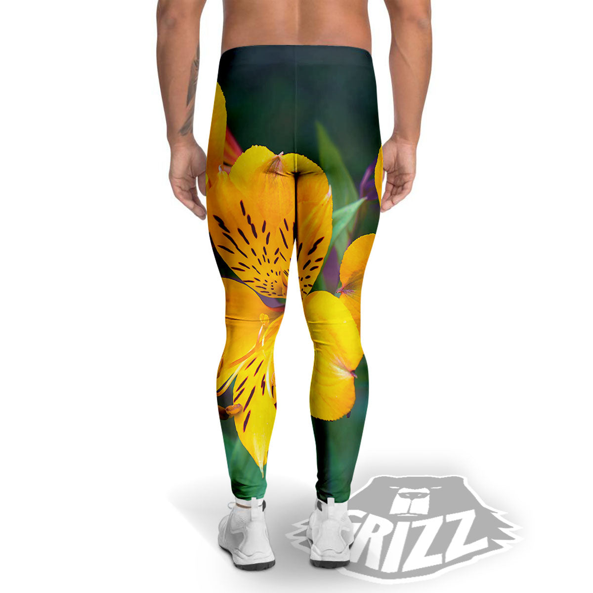 Alstroemeria Yellow Print Men's Leggings-grizzshop