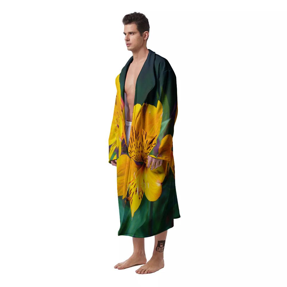 Alstroemeria Yellow Print Men's Robe-grizzshop