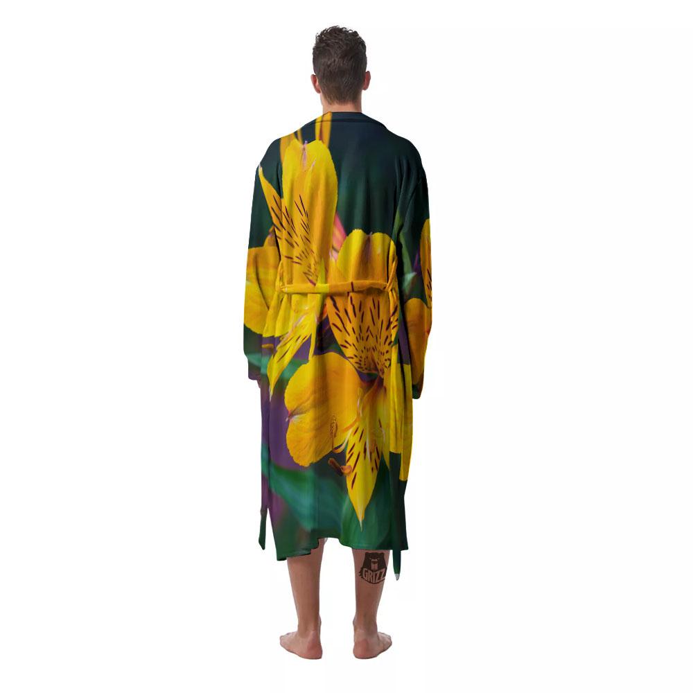 Alstroemeria Yellow Print Men's Robe-grizzshop