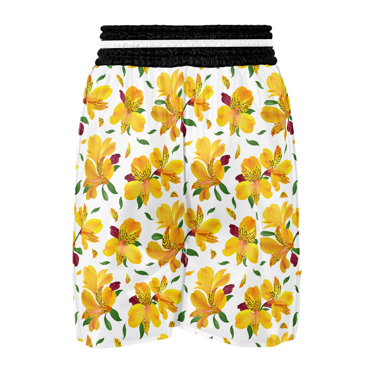 Alstroemeria Yellow Print Pattern Boxing Shorts-grizzshop