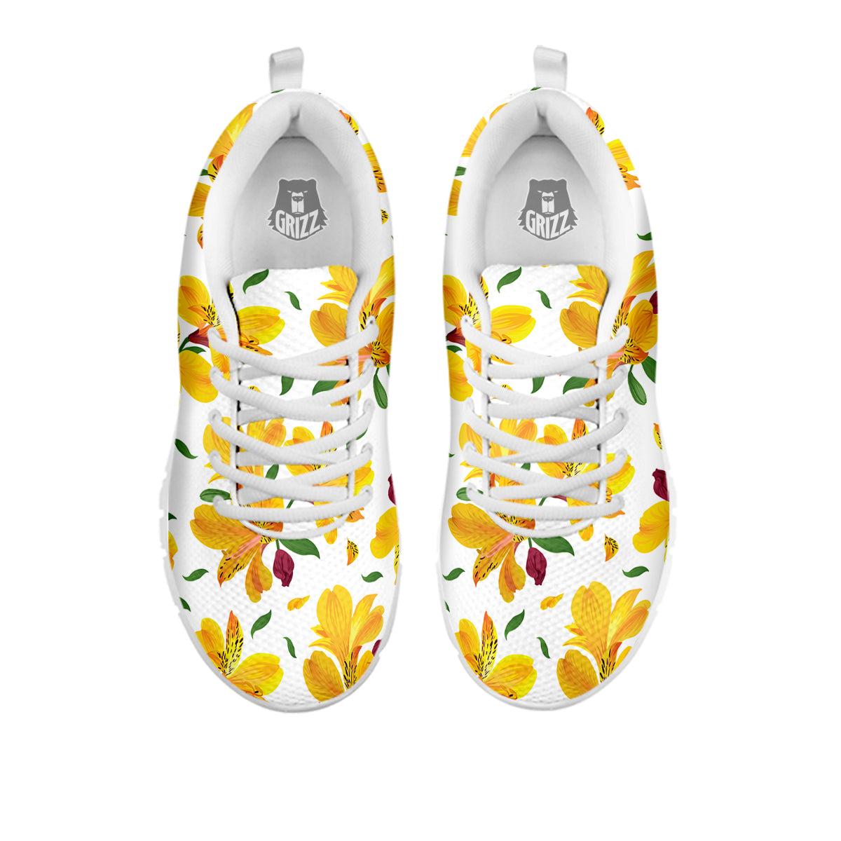 Alstroemeria Yellow Print Pattern White Sneaker-grizzshop
