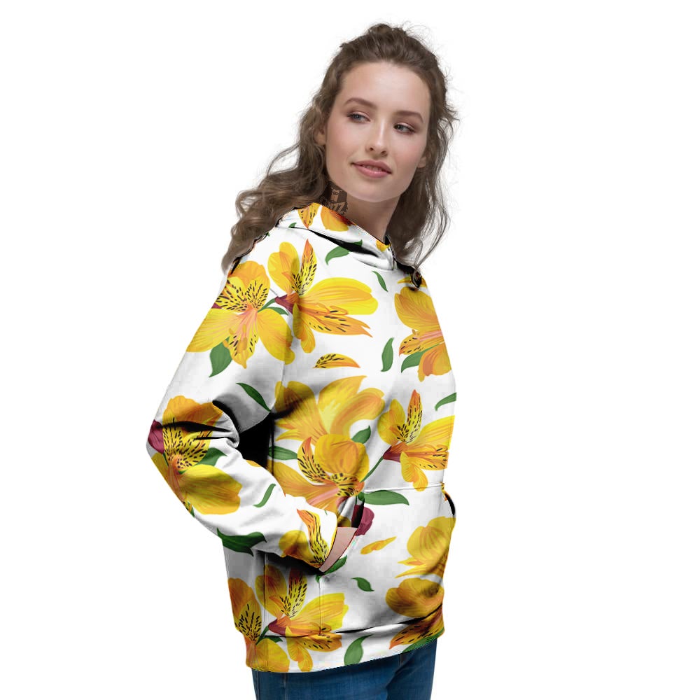 Alstroemeria Yellow Print Pattern Women's Hoodie-grizzshop