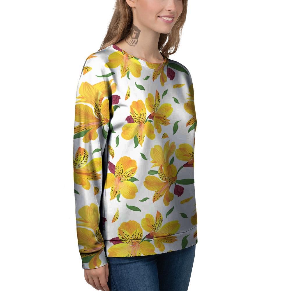 Alstroemeria Yellow Print Pattern Women's Sweatshirt-grizzshop