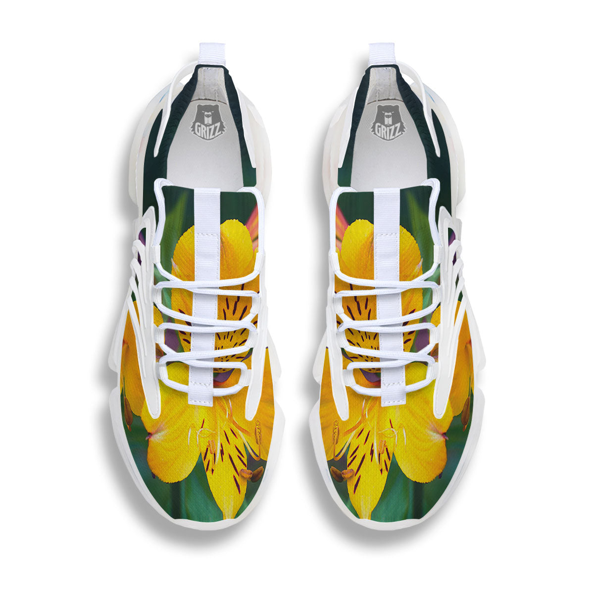 Alstroemeria Yellow Print White Gym Shoes-grizzshop