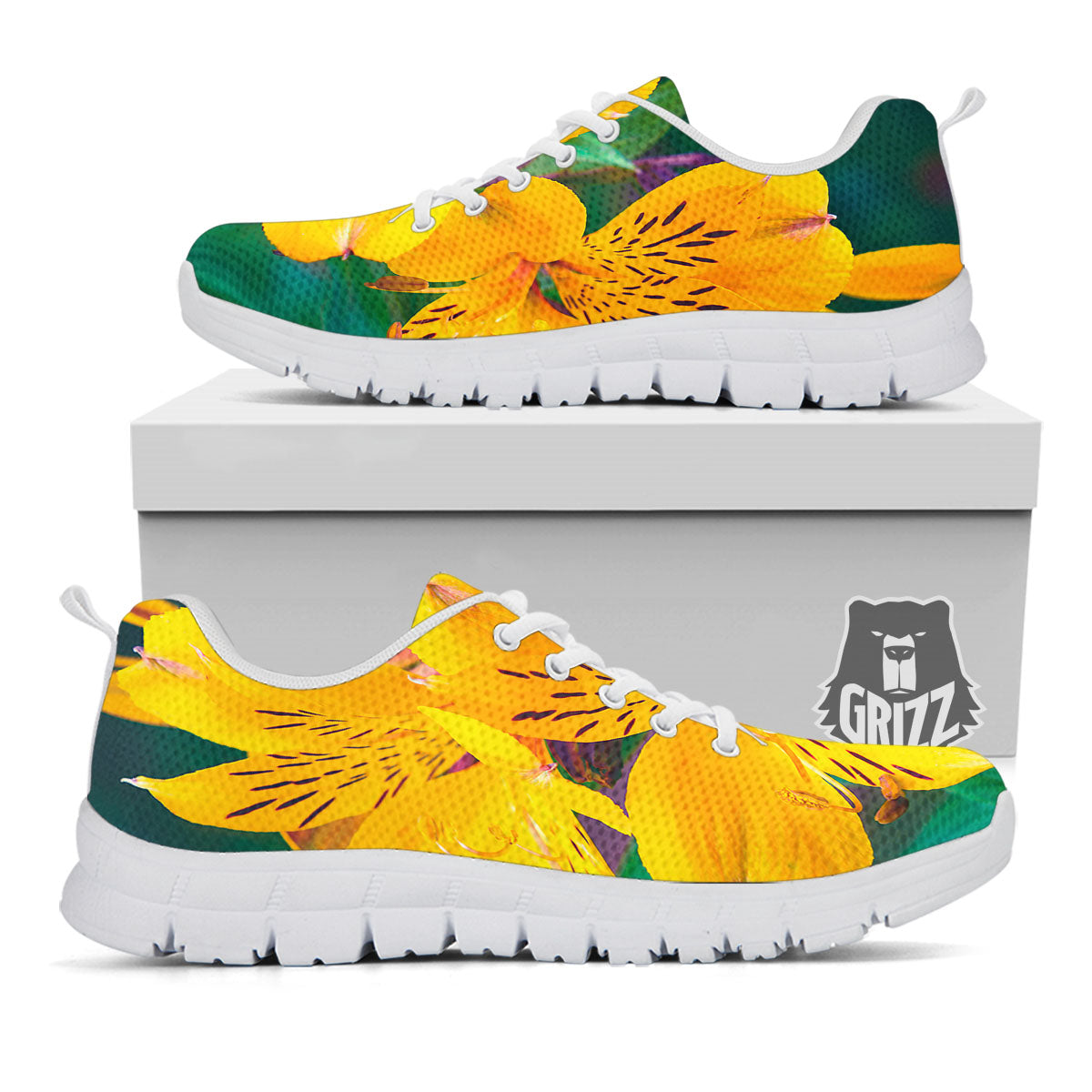 Alstroemeria Yellow Print White Sneaker-grizzshop
