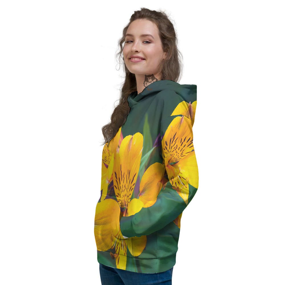 Alstroemeria Yellow Print Women's Hoodie-grizzshop
