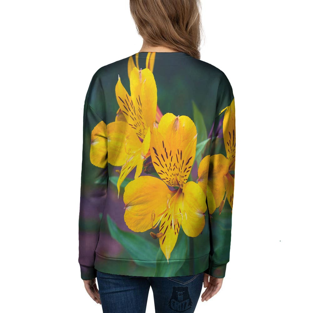 Alstroemeria Yellow Print Women's Sweatshirt-grizzshop
