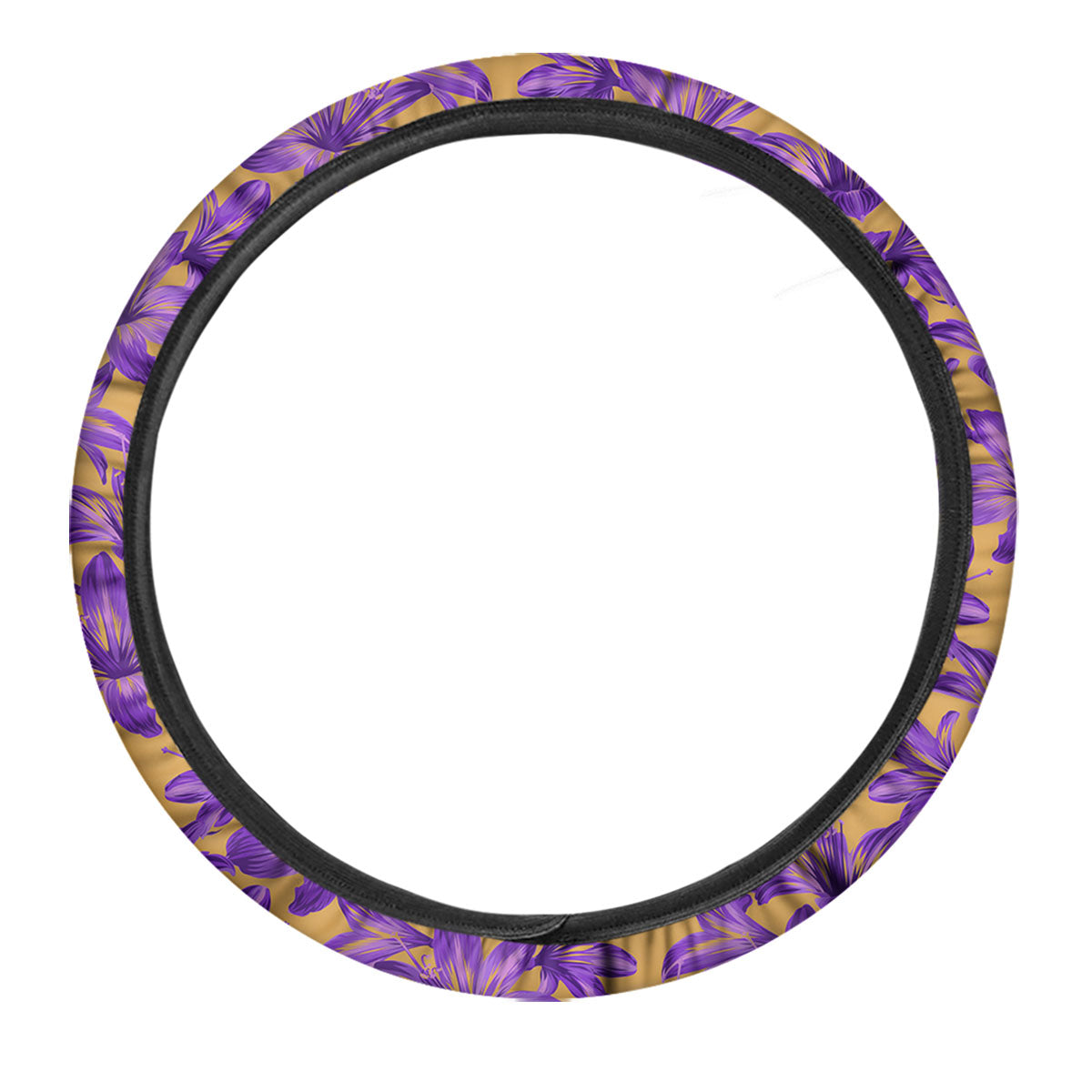 Amaryllis Japanese Purple Print Pattern Car Steering Wheel Cover-grizzshop