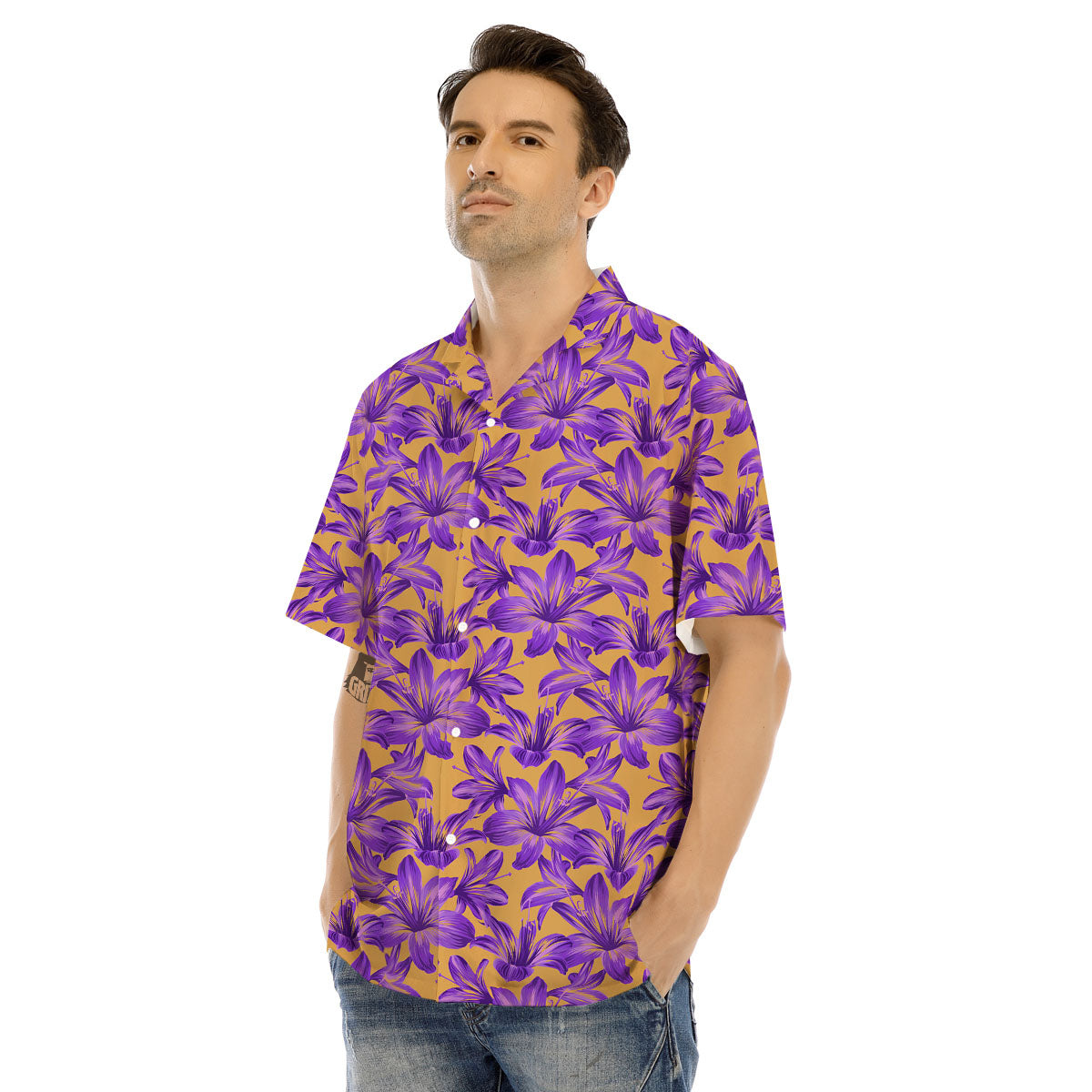 Amaryllis Japanese Purple Print Pattern Men's Hawaiian Shirt-grizzshop