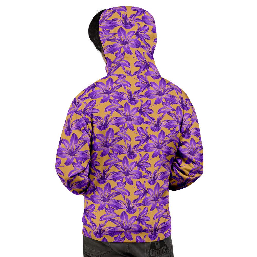 Amaryllis Japanese Purple Print Pattern Men's Hoodie-grizzshop