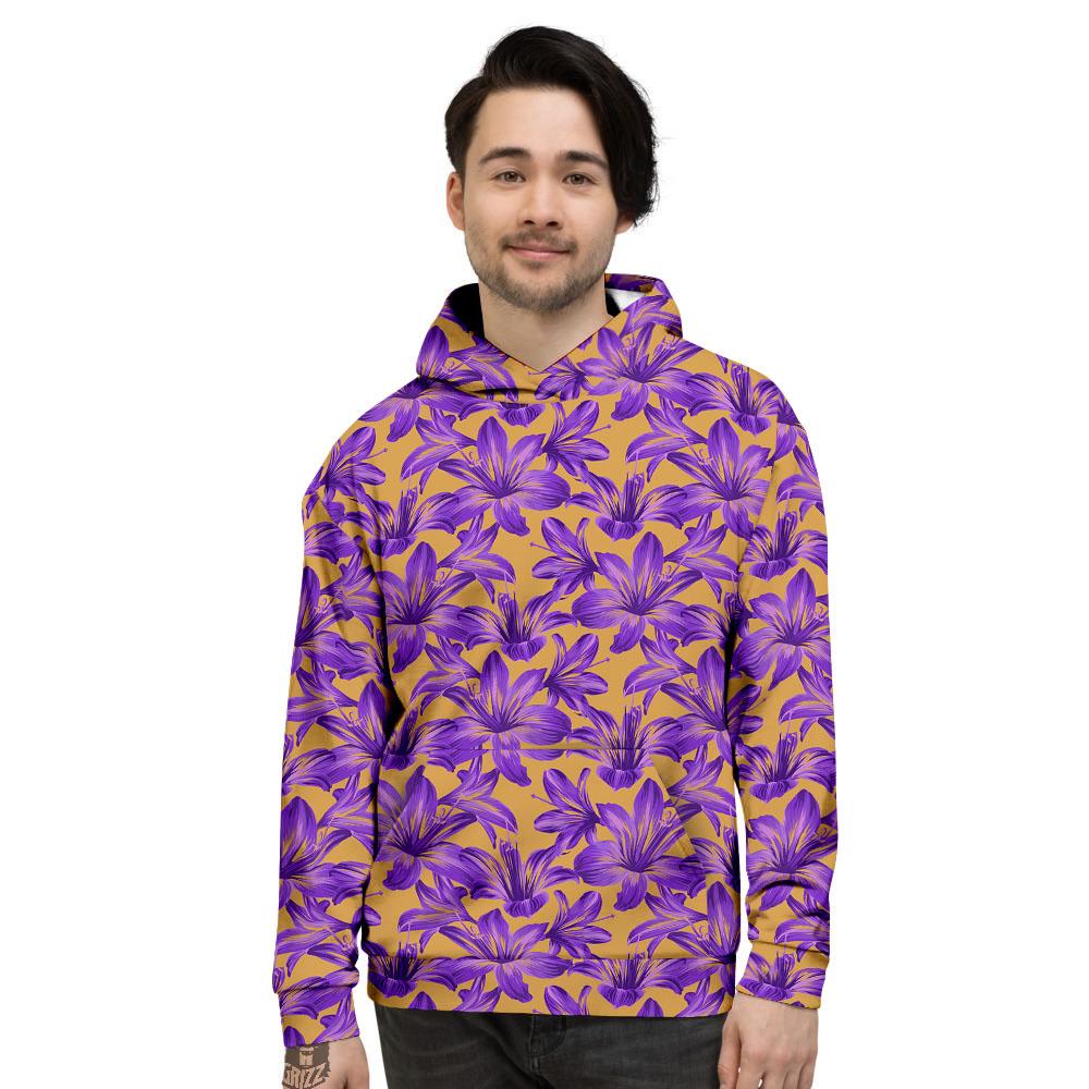 Amaryllis Japanese Purple Print Pattern Men's Hoodie-grizzshop