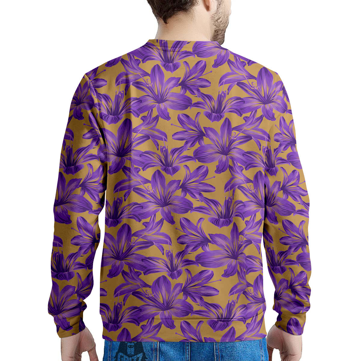 Amaryllis Japanese Purple Print Pattern Men's Sweatshirt-grizzshop