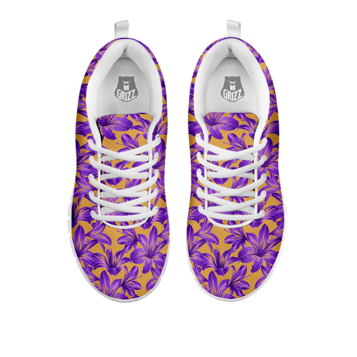 Amaryllis Japanese Purple Print Pattern White Sneaker-grizzshop