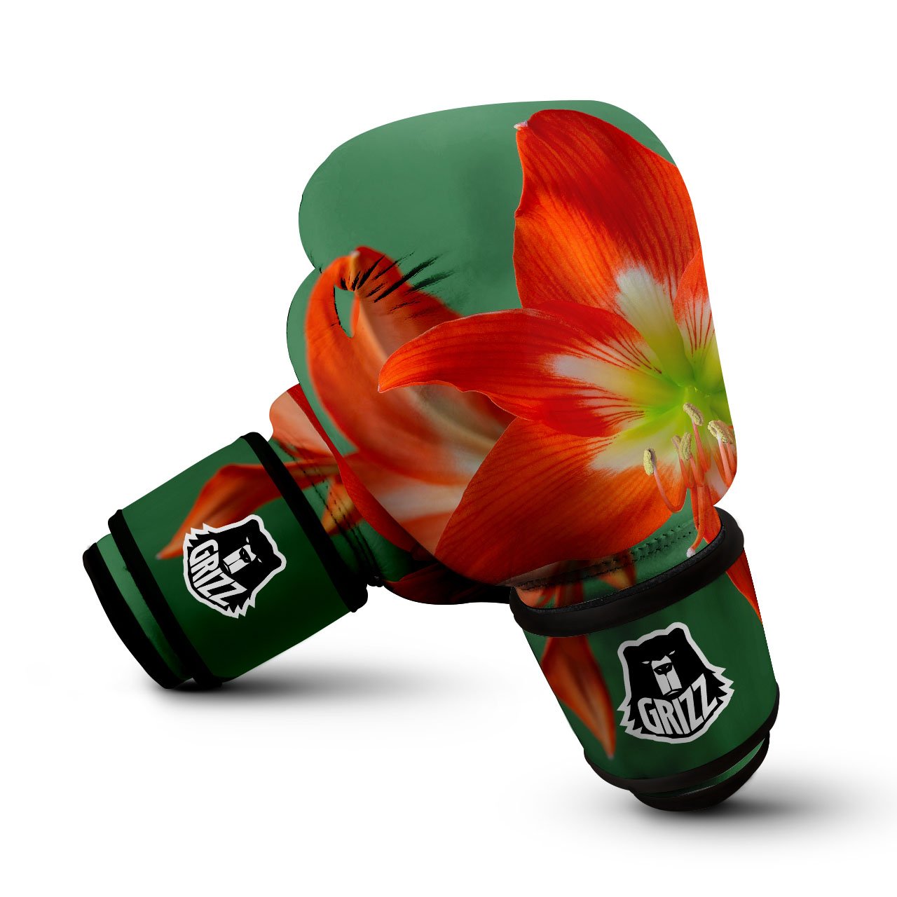Amaryllis Orange Print Boxing Gloves-grizzshop