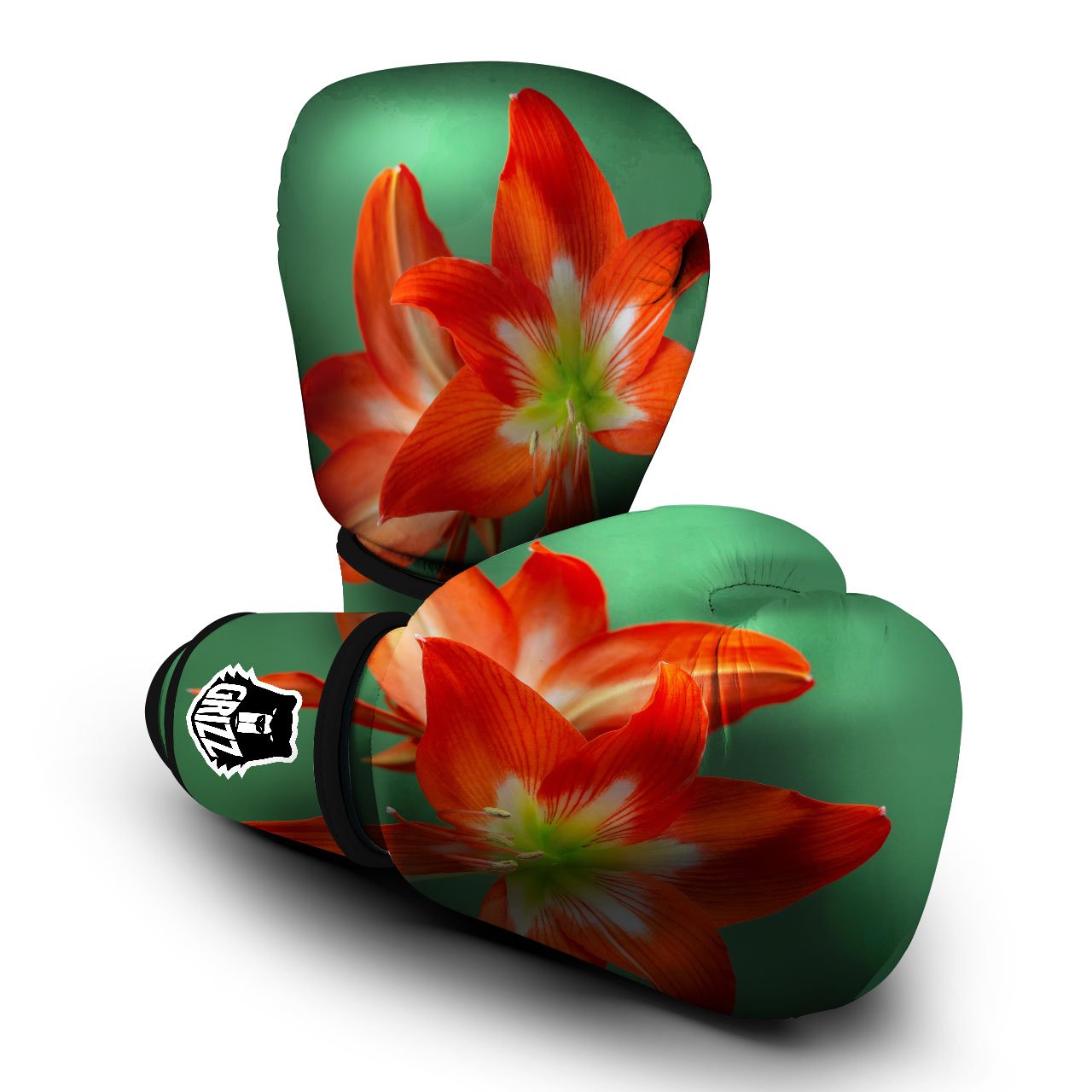 Amaryllis Orange Print Boxing Gloves-grizzshop