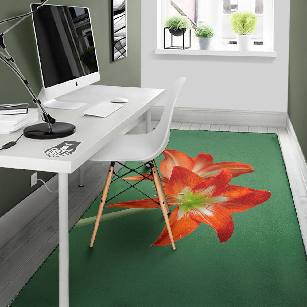 Amaryllis Orange Print Floor Mat-grizzshop