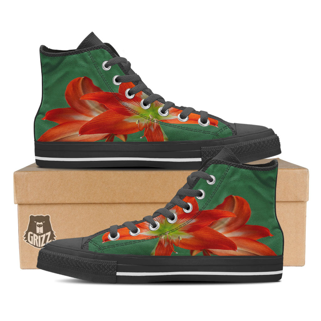 Amaryllis Orange Print High Top Shoes-grizzshop