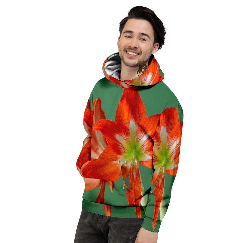 Amaryllis Orange Print Men's Hoodie-grizzshop