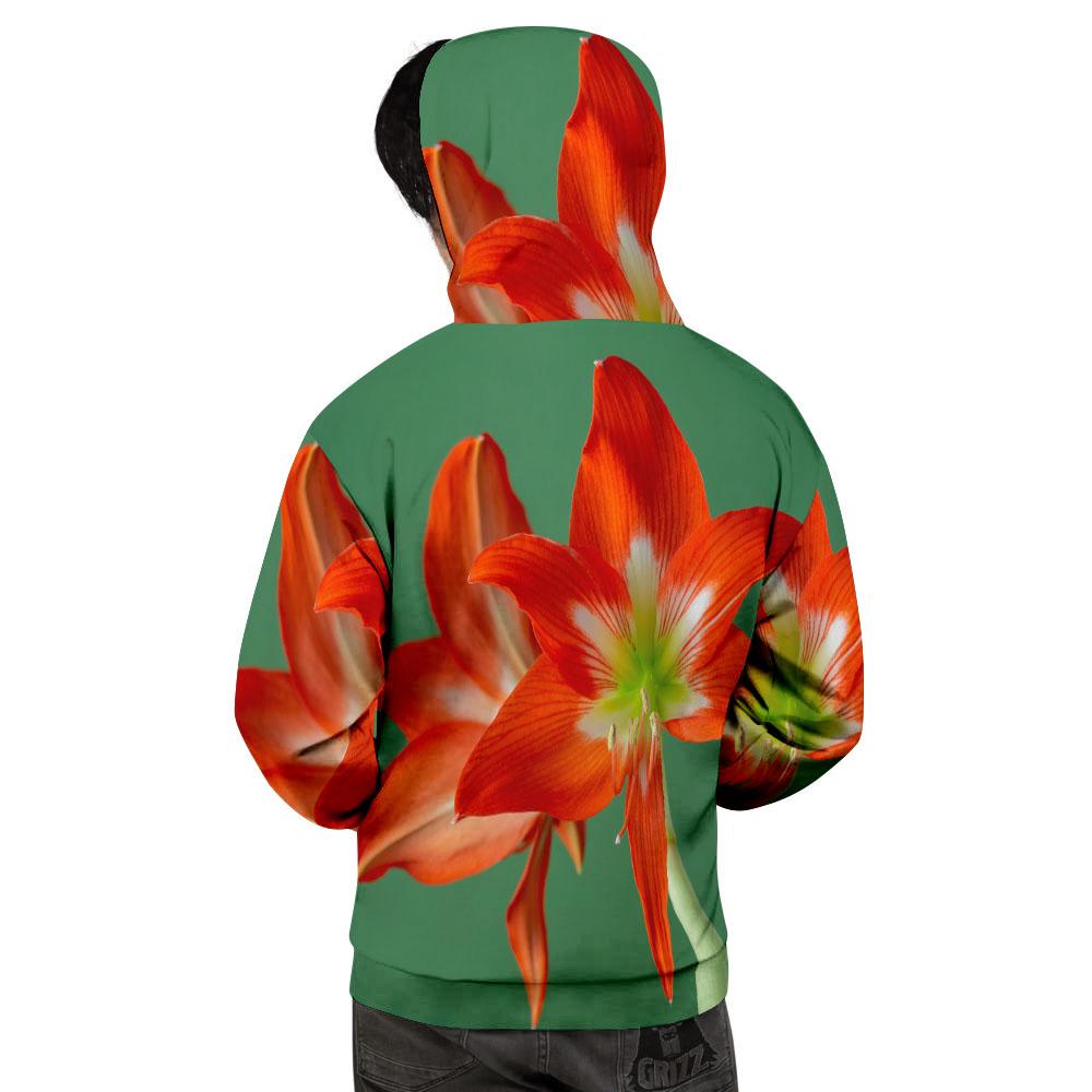 Amaryllis Orange Print Men's Hoodie-grizzshop