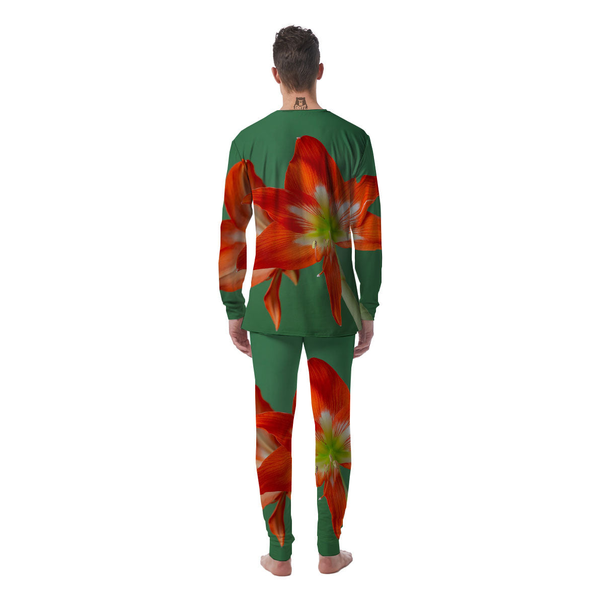 Amaryllis Orange Print Men's Pajamas-grizzshop