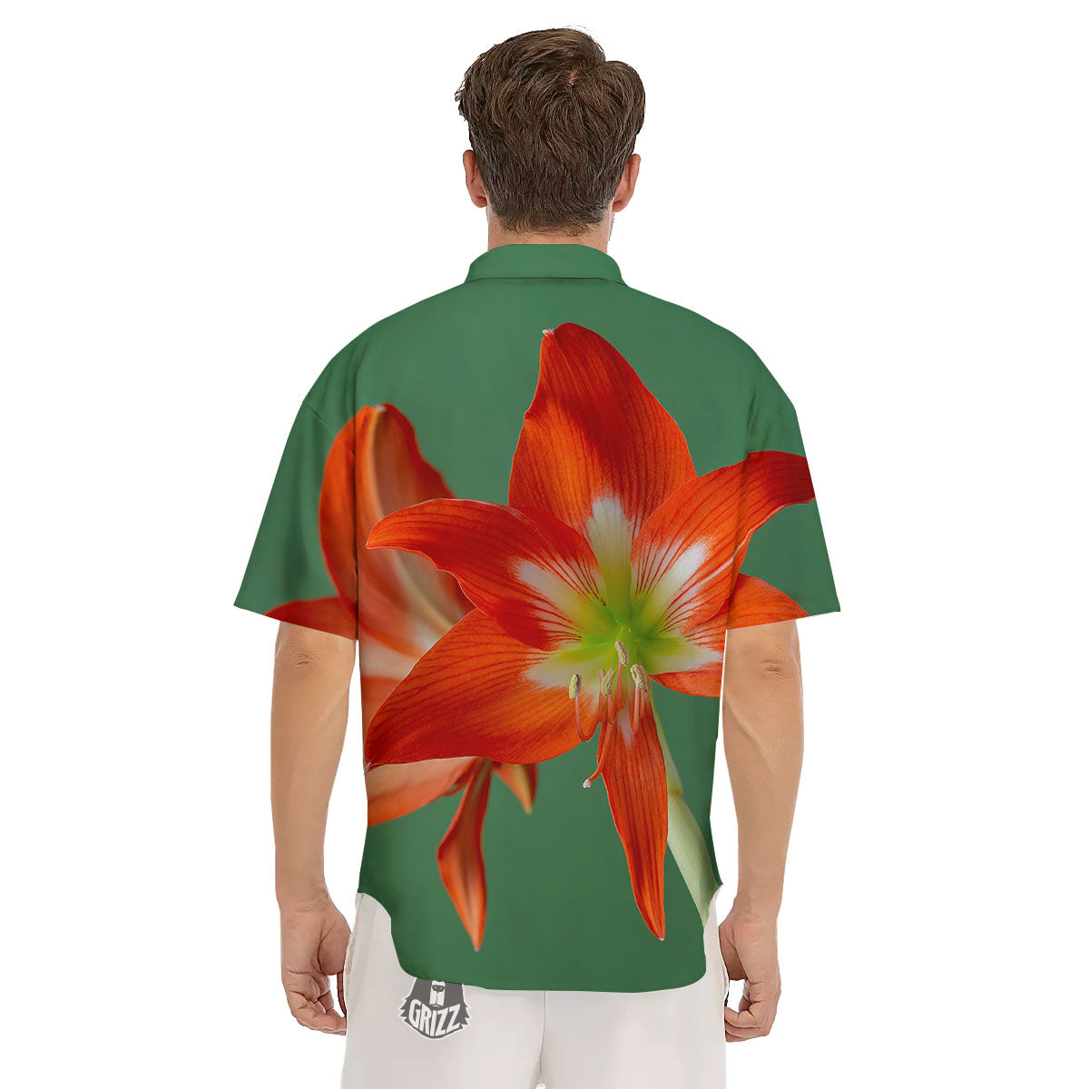 Amaryllis Orange Print Men's Short Sleeve Shirts-grizzshop