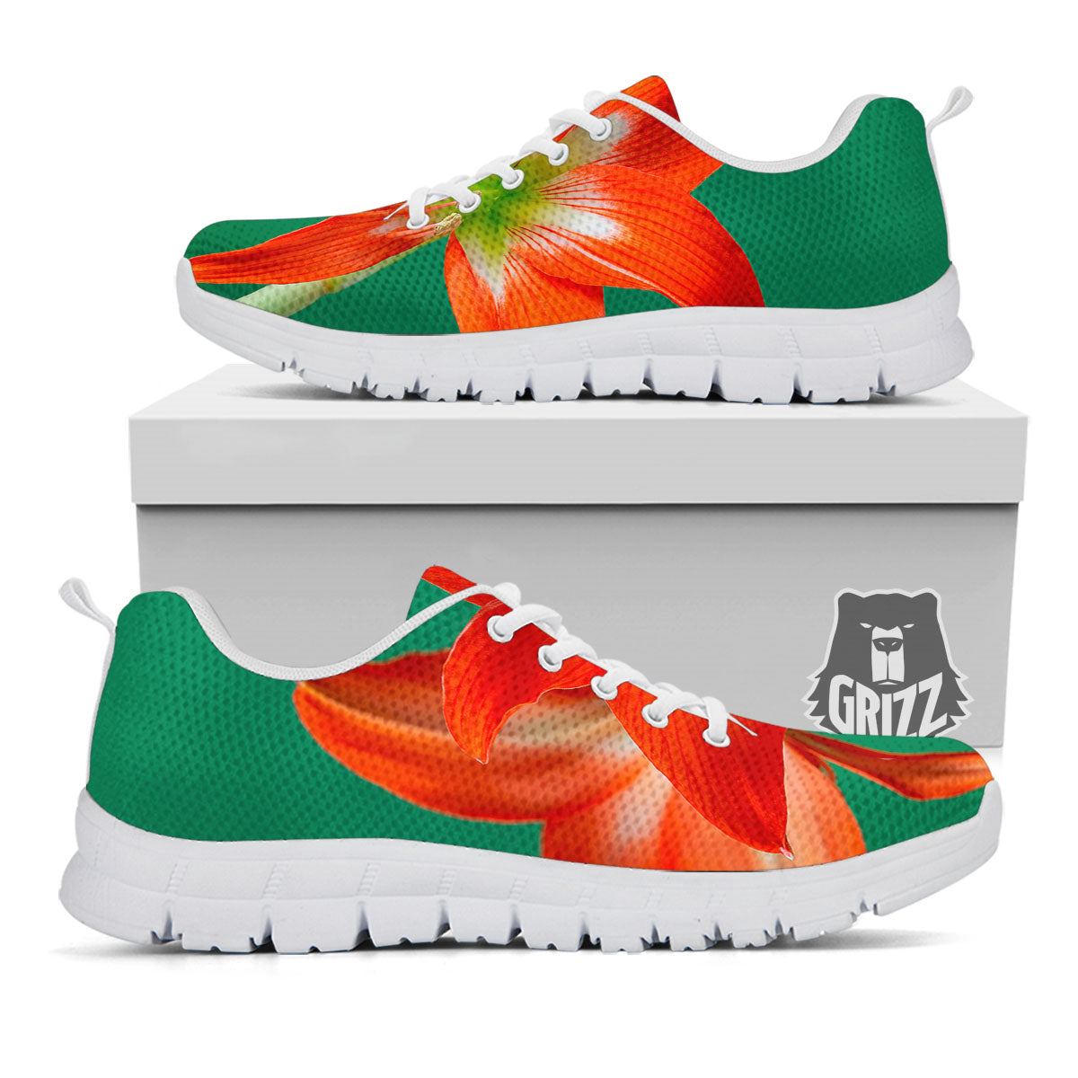 Amaryllis Orange Print White Sneaker-grizzshop